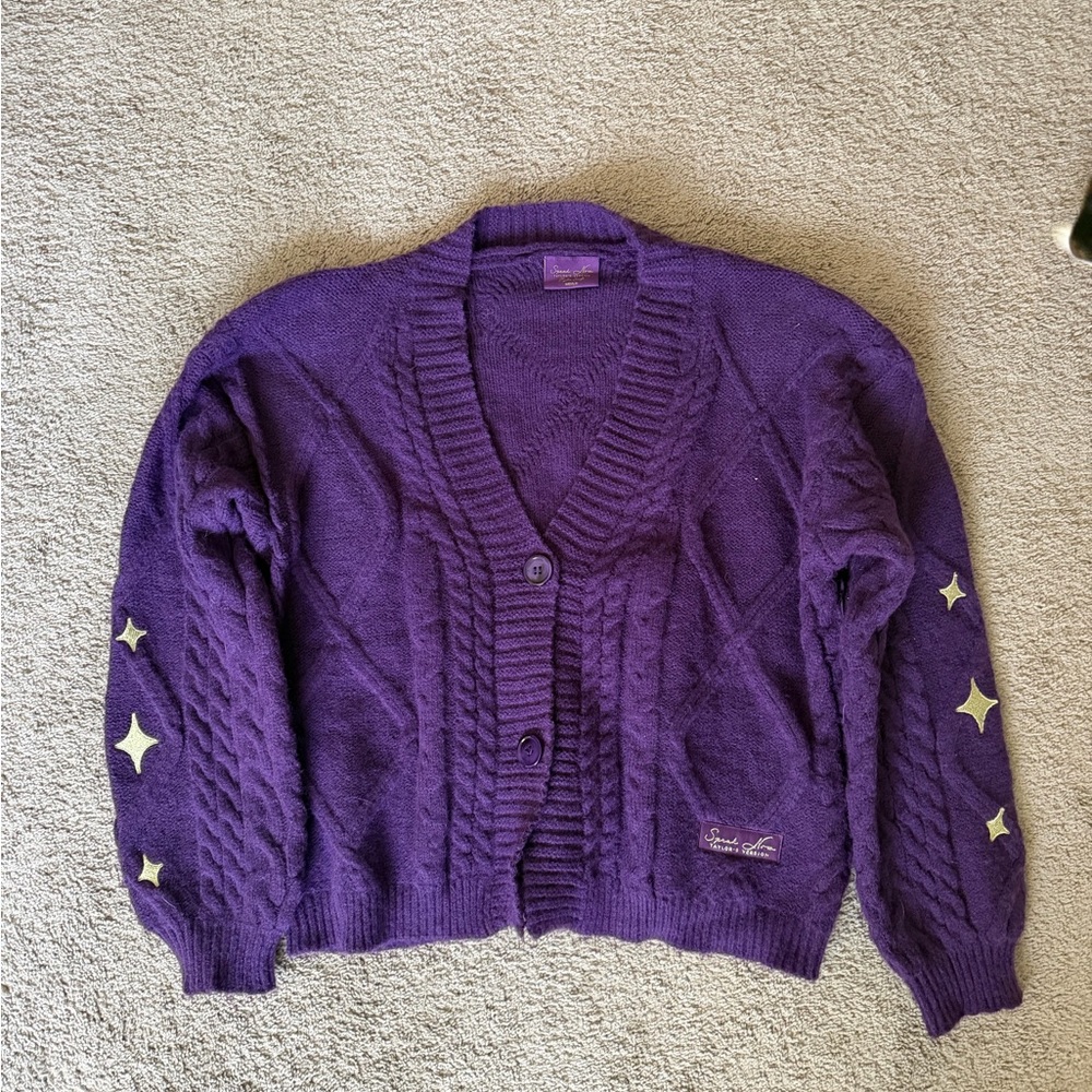 Speak now Taylor swift Purple Cable Knit Cardigan Sweater